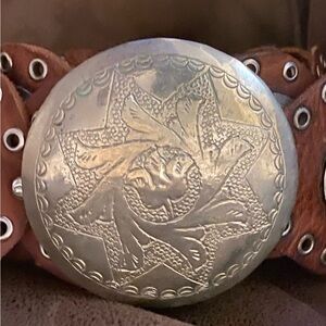 Vintage Leather Silver CONCHO BELT!